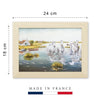 Photographie encadrée de format 24x18cm. ''Chevaux de Camargue au marais'', Reproduction d'une œuvre d’art du peintre Claude Legrand