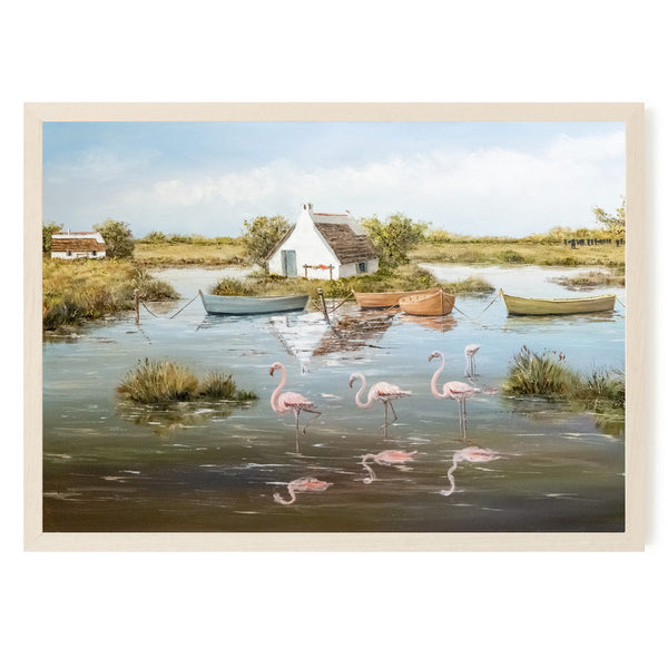 ''Flamants de Camargue au marais''