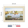 Photographie encadrée de format 24x18cm. ''Flamants de Camargue au marais'', Reproduction d'une œuvre d’art du peintre Claude Legrand
